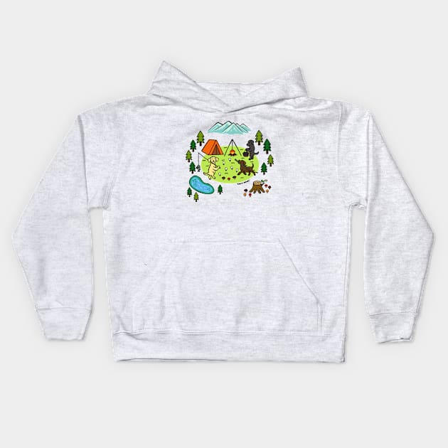 Cute Labrador Retriever Campsite Cartoon Kids Hoodie by HappyLabradors